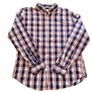 J. Crew Blue and Red Plaid Cotton Long Sleeve Button Down